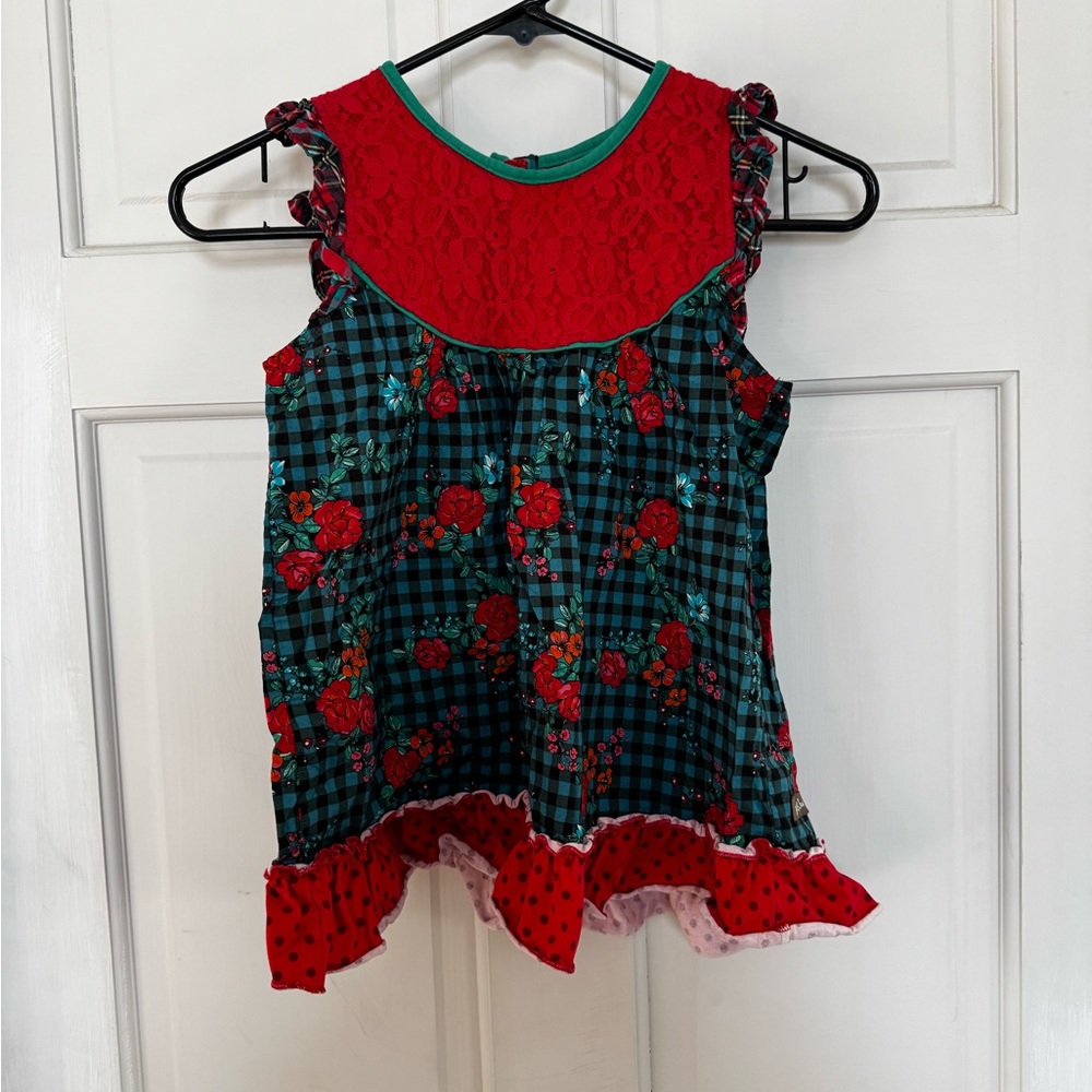 Matilda Jane Red and Green Floral Kids Blouse